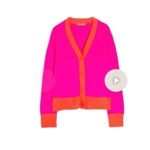 Vilagallo 100% wool Theresa Cardigan Flour pink and orange cotton women's large